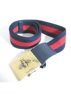 Gucci Bicolor Sherry Web Stripe Belt 85 34 Navy Red